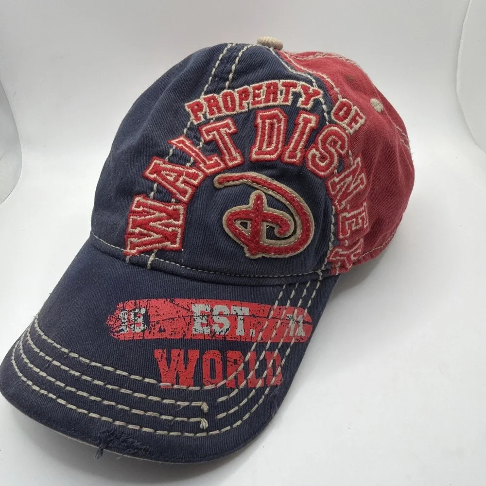 Disney Parks Embroidered‎ Spell Out Distressed Look Adjustable Baseball Hat Cap
